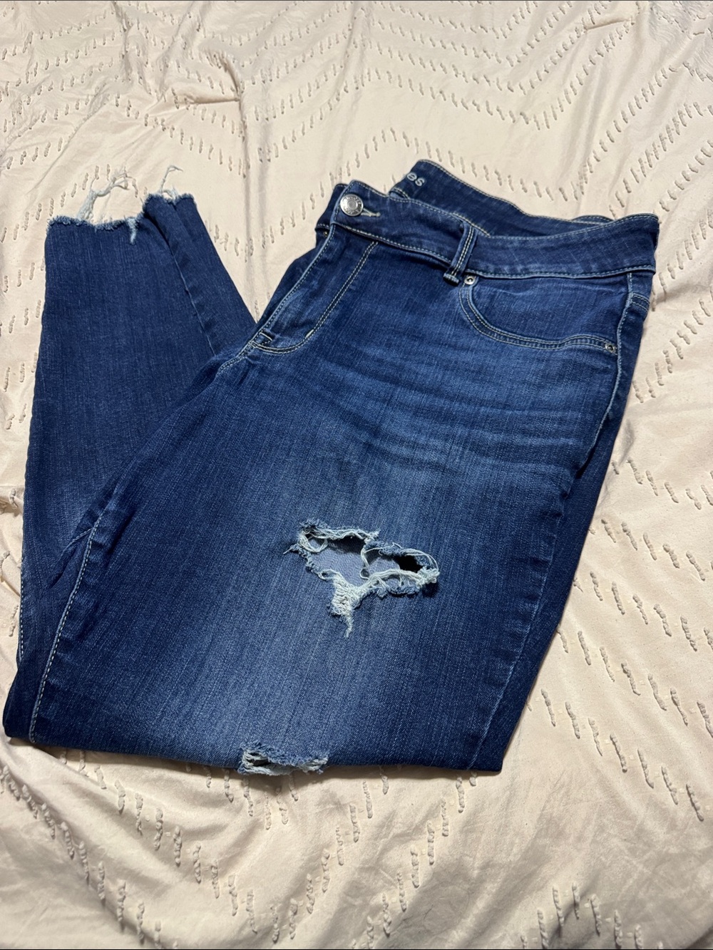 Maurices Medium Dark Blue Distressed Skinny Jeans